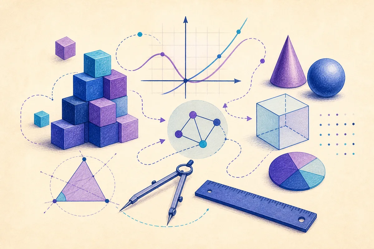 Formas geométricas, gráficos, instrumentos e relações que representam o raciocínio matemático